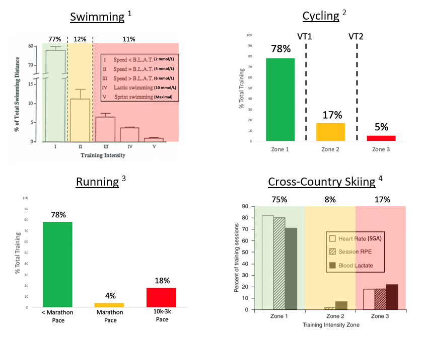 Training intensity distribution across sports